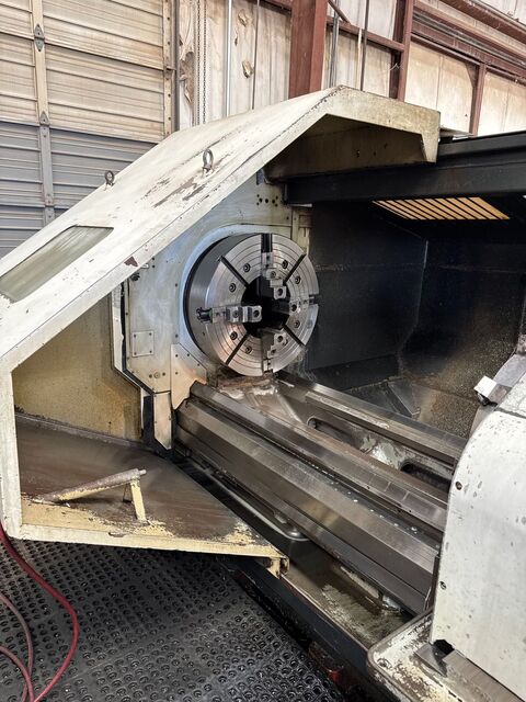 34" x 80" Mazak #Powermaster-Universal, Hollow Spindle Lathe, 14.7" spindle bore, Front & Rear Manual Chucks - Image 2