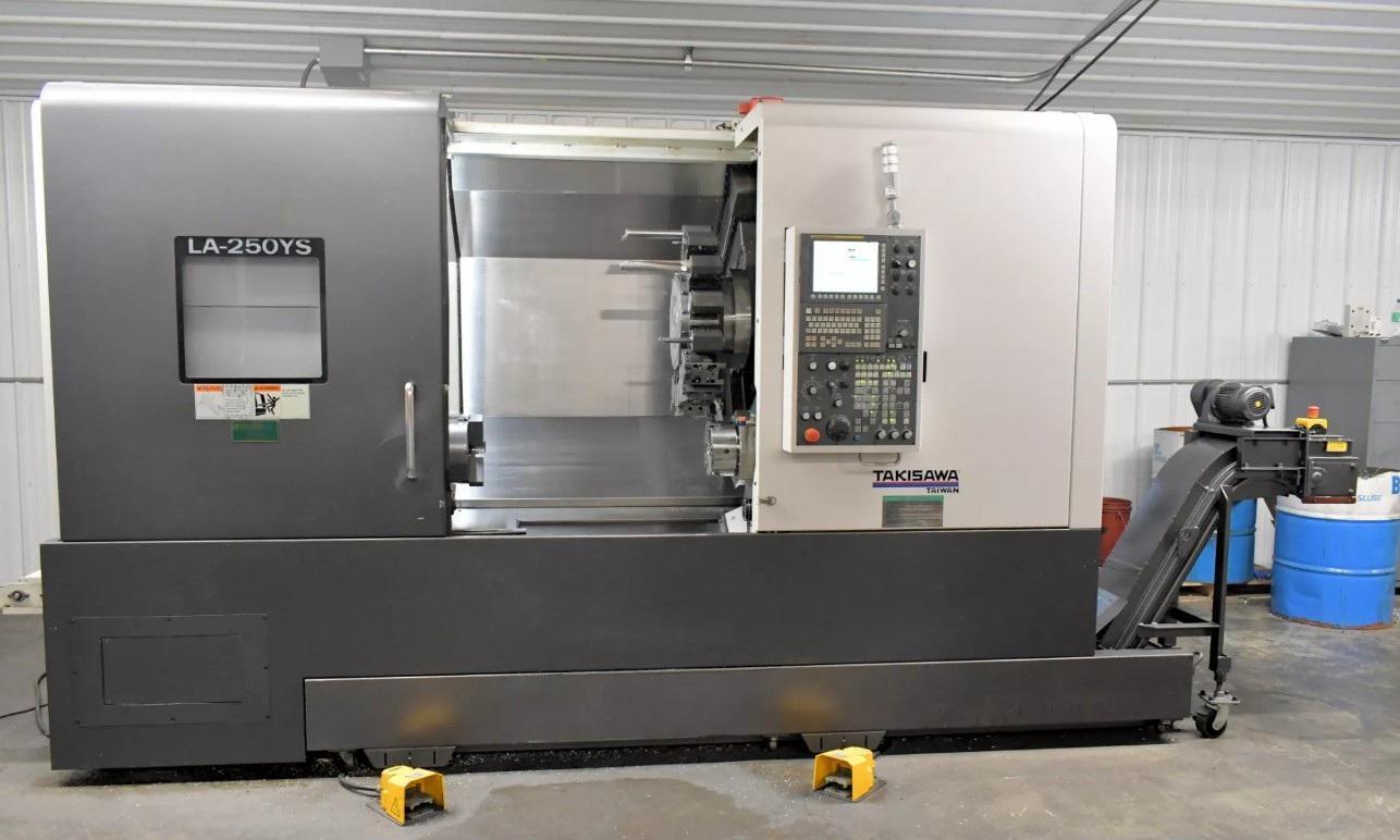 Takisawa #LA-250YS, CNC lathe, 23.6" swing, 10" chuck, 3" bar, 43.1" centers, 6-Axis, Fanuc 0i-TF, 15 turret - Image 2