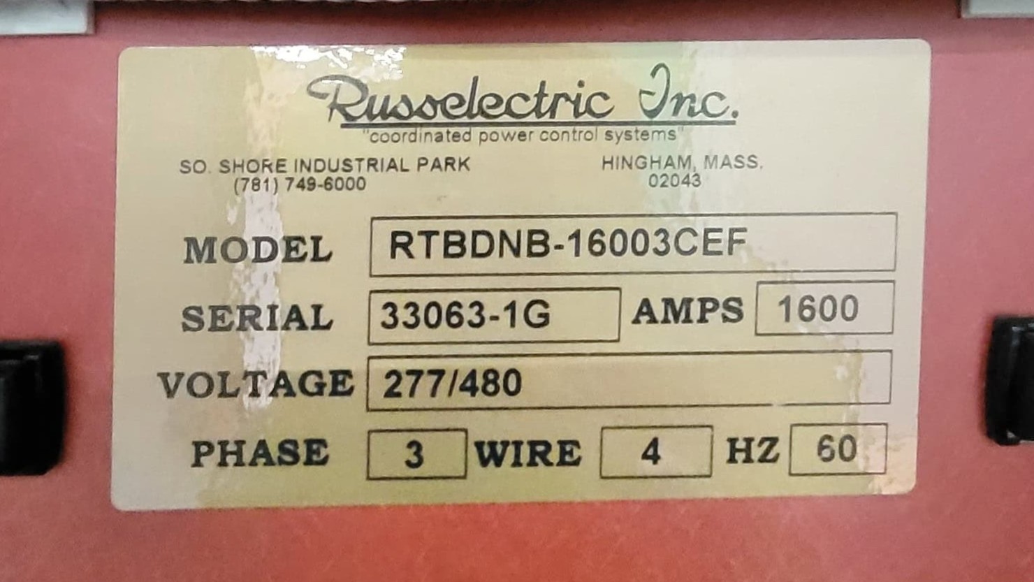 1600 Amp. Russelectric #RTBDNB, automatic transfer switch with ISO bypass, 480 Volts, 2007 - Image 6