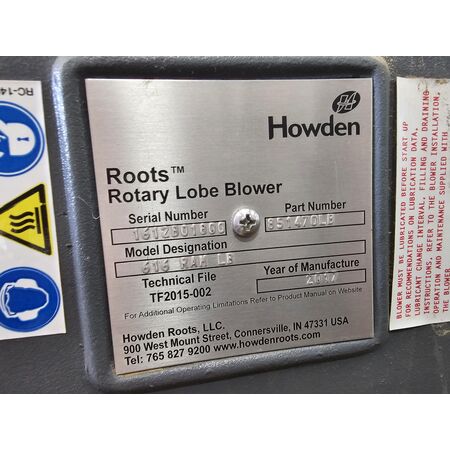 1006 cfm, 8.25 psi, Howden Roots #616-RAM-LB, rotary lobe PD blower package, 100 HP, 460 V., 3-phase (5 - Image 3