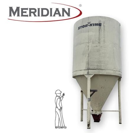 Meridian Manufacturing #SK1010, Carbon Steel cone bottom hopper silo, 10' diameter, 21'-1" OH, 20" discharge - Image 1