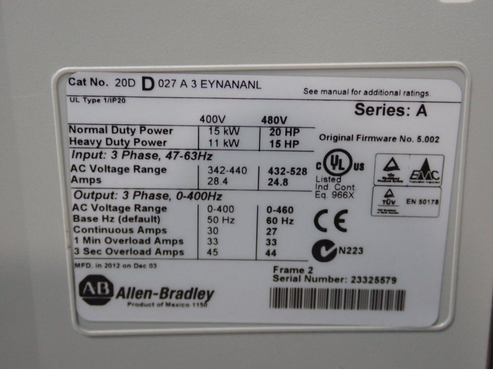 Allen-Bradley #20DD027A3EYNANANL, PowerFlex 700S AC Drive, 400 Volts - Image 6