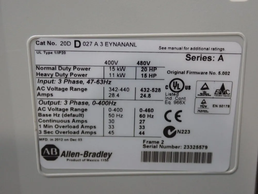 Allen-Bradley #20DD027A3EYNANANL, PowerFlex 700S AC Drive, 400 Volts - Image 6