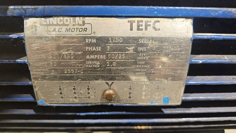 75 Ton, Neff #E-4, heavy duty 4-post hydraulic press, 20 HP Lincoln Electric AC motor, 1750 RPM, Fr. 256T - Image 4