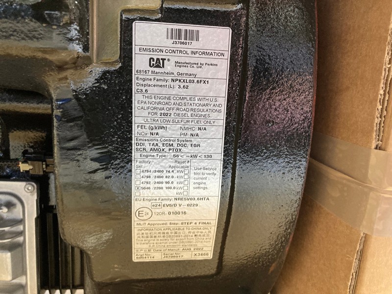 134 HP Caterpillar #C-3.6, diesel engine, 2200 RPM, 3.62L, Tier 4 Final, surplus, 2022 - Image 6