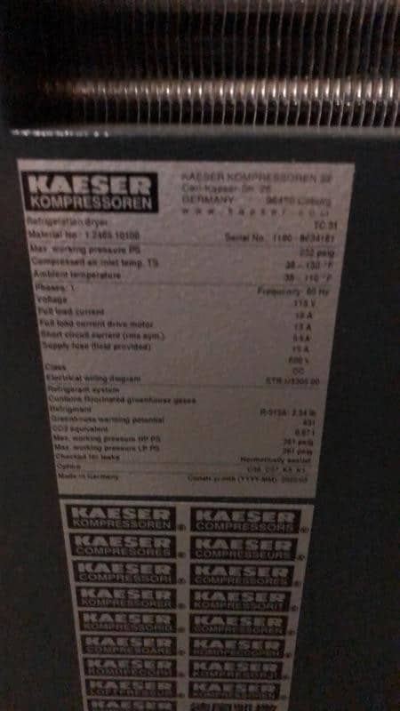 55 cfm, 125 psig, Kaeser #SM15, rotary screw air compressor with TC31 refrigerated dryer, 15 HP, 2022 - Image 7