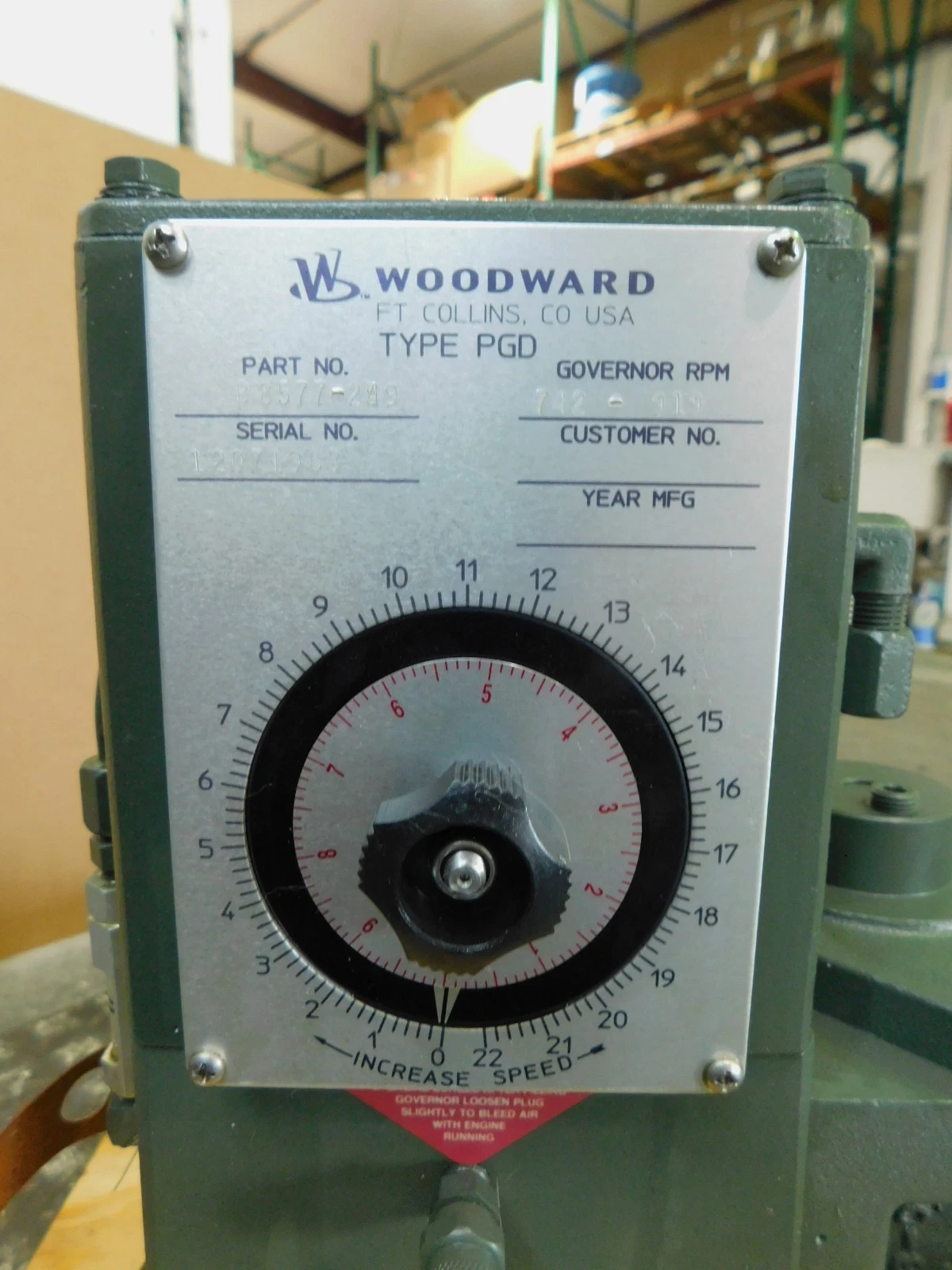 Woodward #B-8577-249, PGD Dial & Lever Governor, 742-919 RPM - Image 2