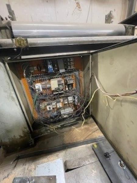 62" Monco #TB-60, Hot Top & Bottom Panel Laminator, 1-1/2" Max Part Thickness, 14" Rollers, 25-106 FPM, 5 HP - Image 4