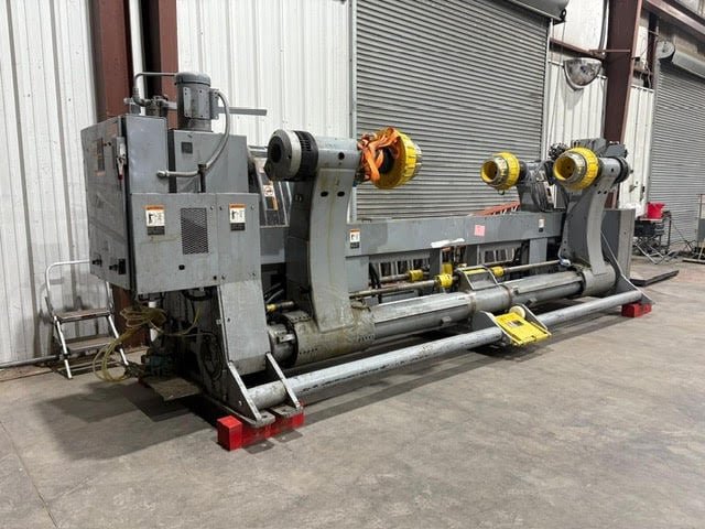 Marquip, dual shaftless floor pickup unwind stand, 72" wide x 72" diameter, 1999 - Image 1
