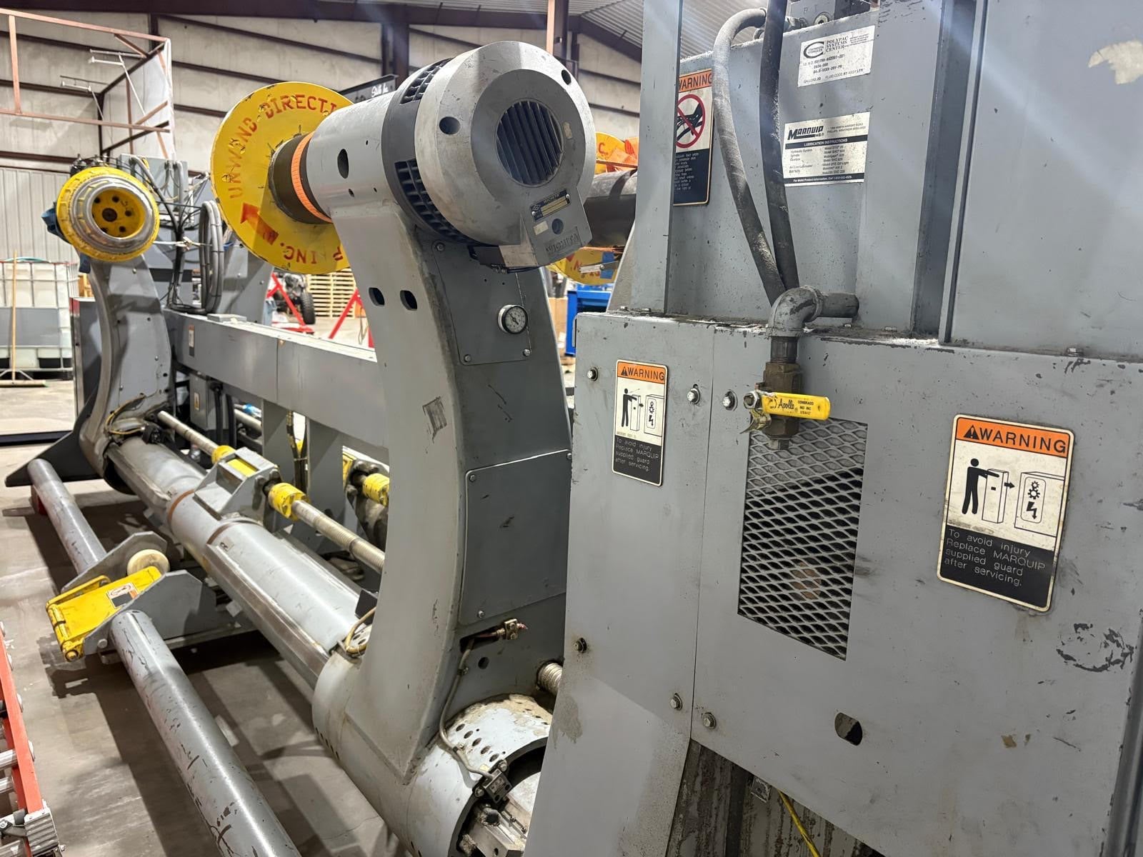 Marquip, dual shaftless floor pickup unwind stand, 72" wide x 72" diameter, 1999 - Image 3