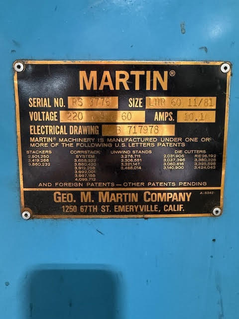 55" Pasaban #KD1350, Double Rotary Knife Sheeter, 72" x 72" Martin unwind, 57" max. cut length - Image 7