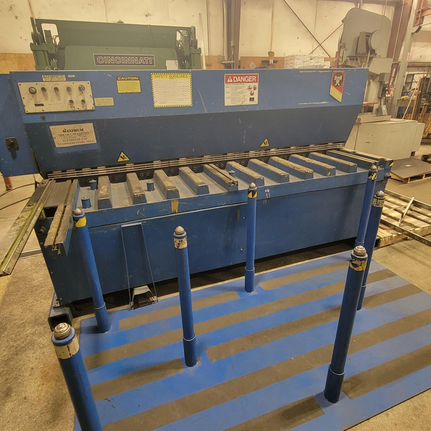 0.157" x 8' Sandfeld Hoan #25/4, Hydraulic Power Squaring Shear, Motorized Back Gauge, 230V, 3 Ph., 1974 - Image 1