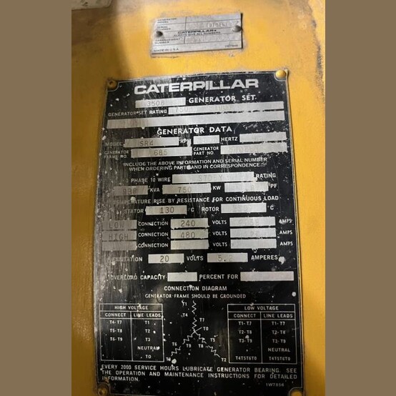 750 KW Caterpillar #3508, diesel generator set, stationary, 111-411 hours, 1984 (3 available) - Image 10
