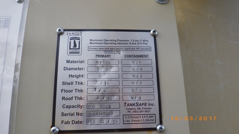 100 bbl Coated Storage Tank (2 available) - Image 3