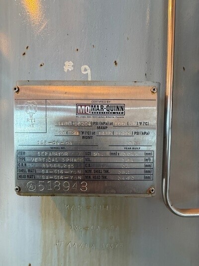 36" Sour Vertical Separator, 3-Phase, 1480 psi - Image 4