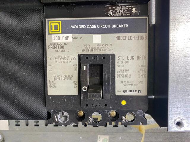 225 Amp. Square D, HCN0952-2MN, I-Line Panelboard/Power Distribution Panel, (2) 50 amp breakers, (1) 100 amp - Image 9