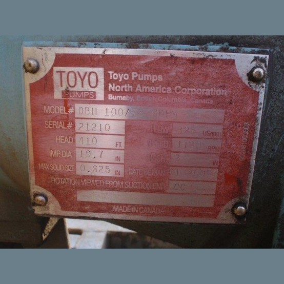 Toyo #DBH-100/75-MDHM, High Chrome Slurry Pump, 19.2" diameter impeller, 4" suction x 3" discharge, 2008, (4 - Image 8