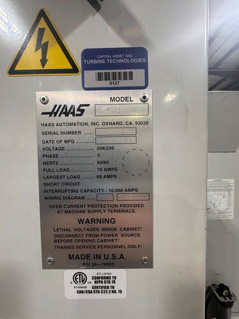 Haas #VF-5, vertical machining center, 3-Axis, 50" X, 26" Y, 25" Z, 20 HP, 7500 RPM, 23" x 52" table, CAT40 - Image 5