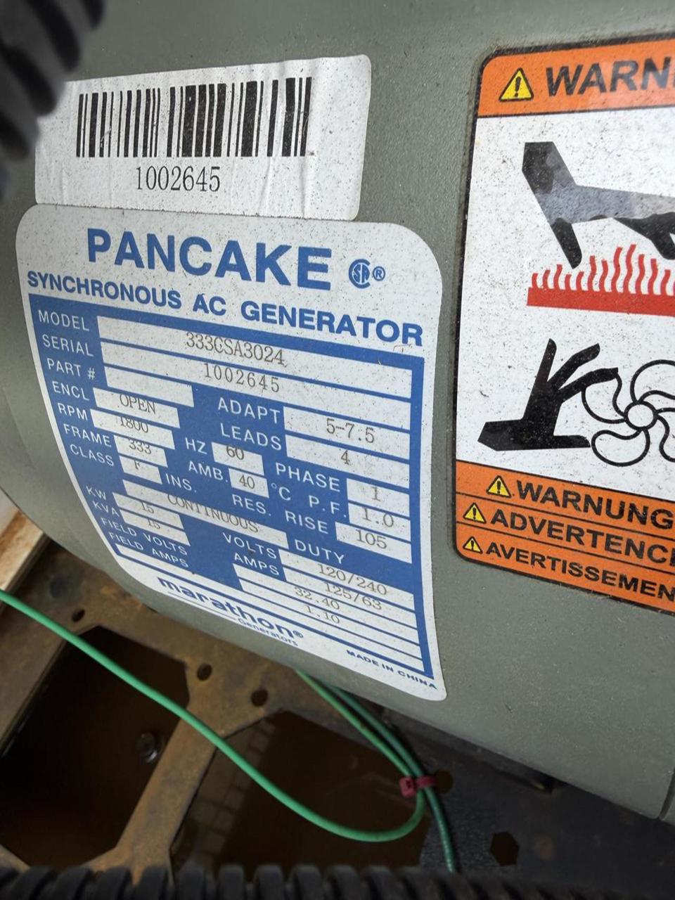 15 KW Generac #MLG15, Portable Diesel Generator, Mitzubishi engine, 120/240 Volts, 1800 RPM, circuit breaker - Image 8