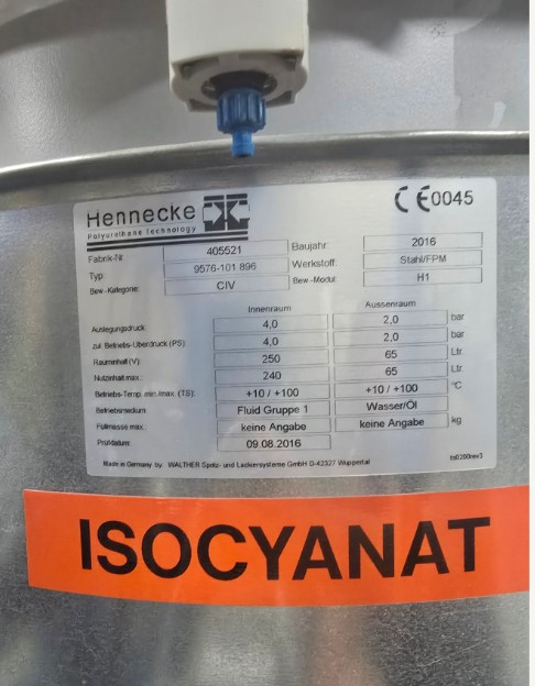 Hennecke #HIGHLINE-650, Polyurethane Metering Machine, 2-Component, MT 18-2 Mixhead, 250L Tanks, 2016 - Image 4