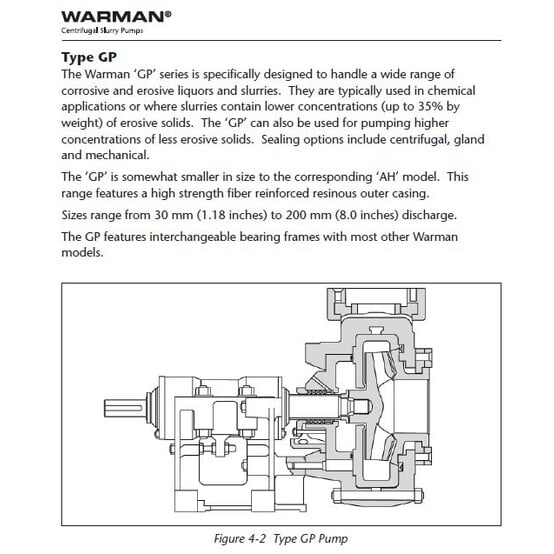 400-1500 GPM, Warman, GP Series Slurry Pump, 4" inlet x 4" discharge, rubber lined, 0-60 psi, size 100, motor - Image 3
