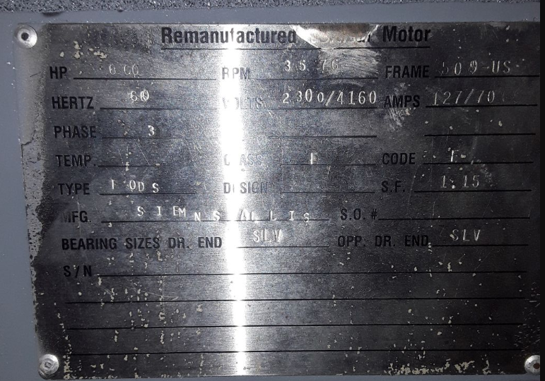 600 HP 576 RPM Siemens-Allis, Frame 509US, 3 phase, TODS, 2300/4160 Volts 60 Hz. - Image 3