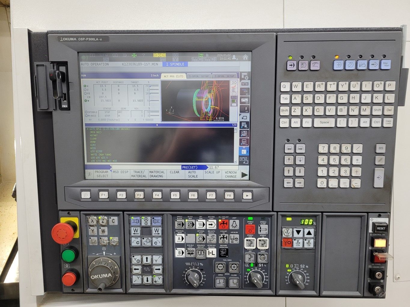 Okuma #GENOS-L300-MYW-E, CNC Turning Center, Y-Axis, C-Axis, Sub Spindle, Live Tooling, 2018 - Image 3