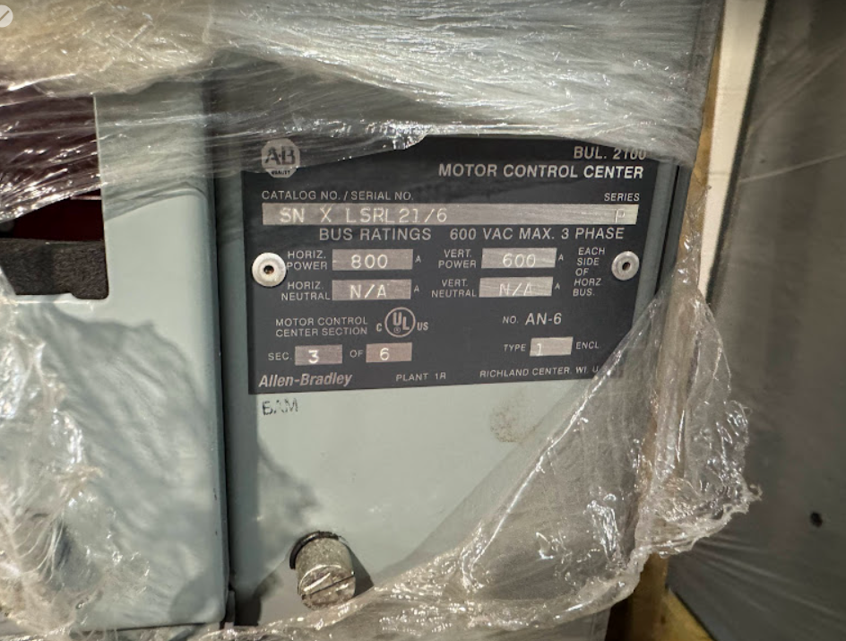 Allen-Bradley, Centerline 2100, MCCCG1, Motor Control Center (MCC), 600 VAC - Image 2