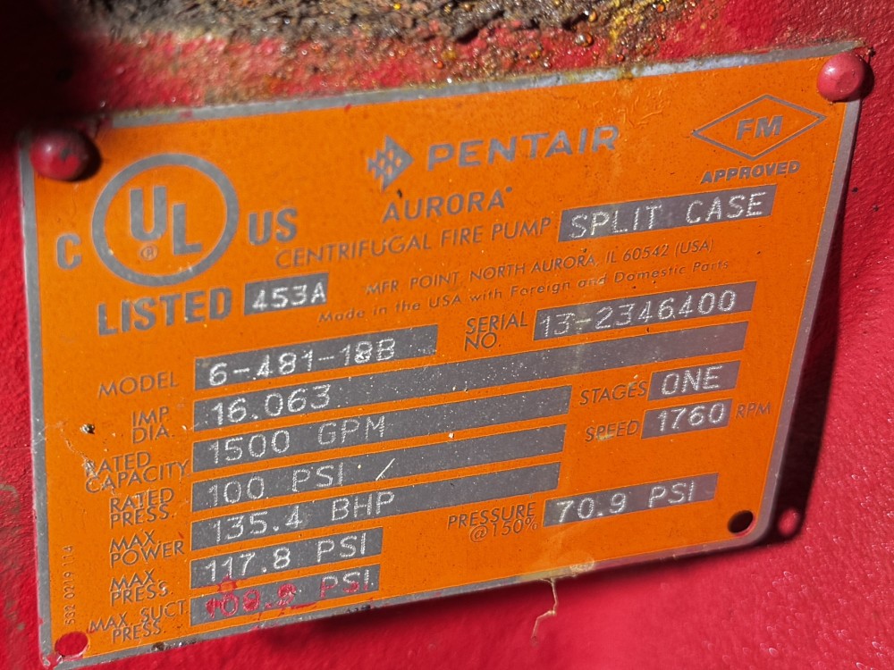 1500 GPM @ 100 psi, Pentair Aurora 6-481-18B UL/FM Diesel Fire Pump Package - Clark Controller - Image 7