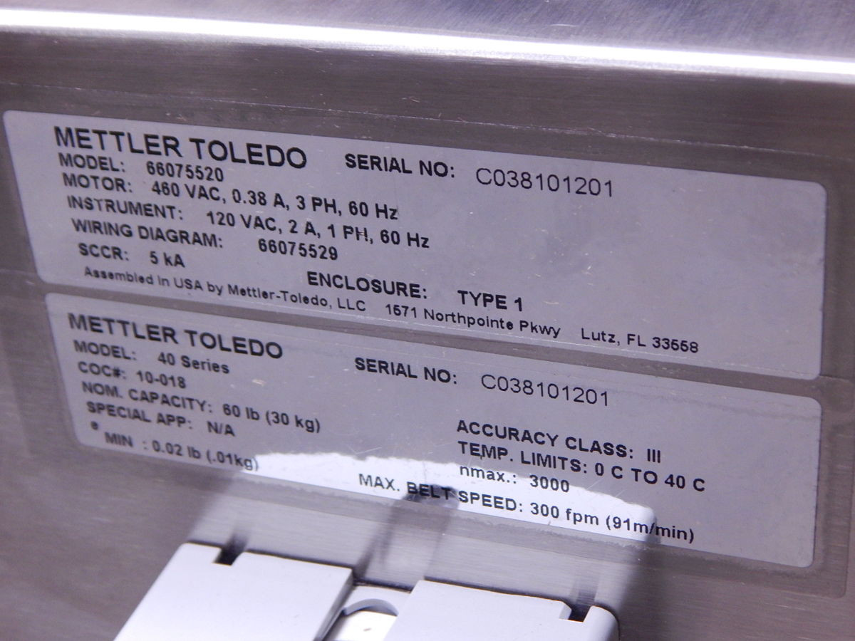 Mettler Toledo #ICS469D-LB60, Conveyor Check Weigher, 60 lb. Capacity, 480 VAC - Image 8
