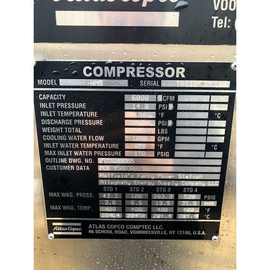 6,000 CFM, 14/314.3 PSI, Atlas Copco #HM5, centrifugal soot blower air compressor, 4,000 HP - Image 5