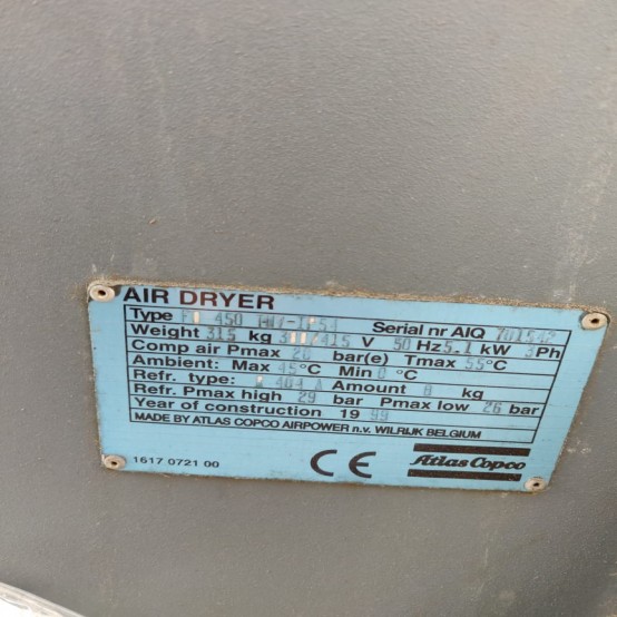 Atlas Copco #FD 450, refrigerated compressed air dryer, 20 Bar max - Image 2