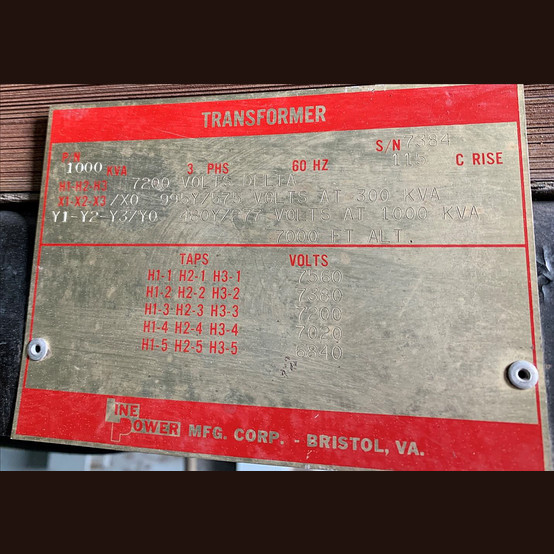 1000 KVA 7200 Delta Primary, 480Y/277 Secondary, Line Power, Outdoor Mine Dry Type Transformer 3 Phase - Image 4