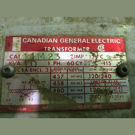 10 KVA 480 Primary, 120/240 Secondary, General Electric, Dry Type Transformer Single Phase - Image 2