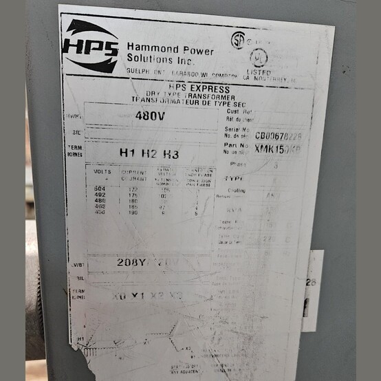 150 KVA 480 Primary, 208Y/120 Secondary, Hammond Power Solutions #XMK150KB, Dry Type Auto Transformer 3 Phase - Image 2