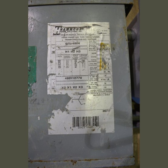 3 KVA 600/480 Primary, 480/277 Secondary, Hammond, Dry Type Transformer 3 Phase - Image 3