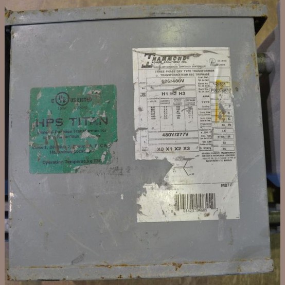 3 KVA 600/480 Primary, 480/277 Secondary, Hammond, Dry Type Transformer 3 Phase - Image 5