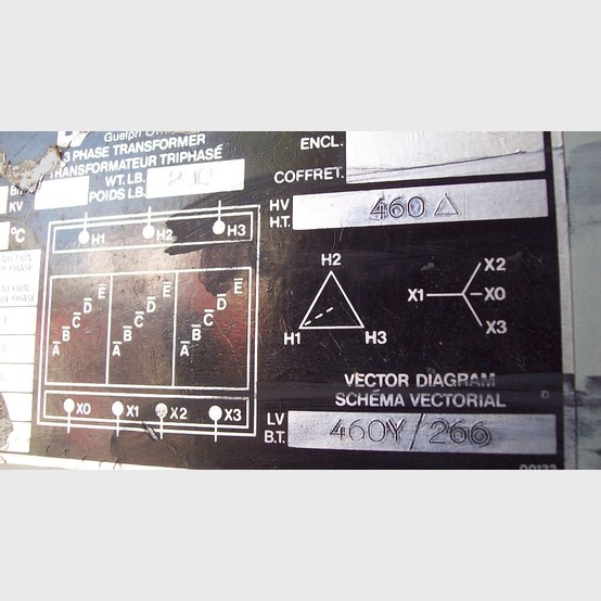 34 KVA 460 Primary, 460Y/266 Secondary, Hammond, Dry Type Transformer 3 Phase - Image 2