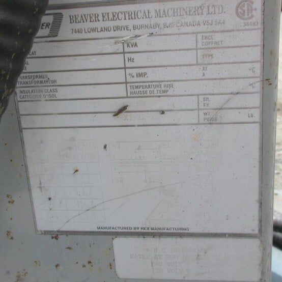 40 KVA 460 Primary, 230Y/133 Secondary, Beaver #DC40H1S1/K4, Dry Type Isolation Transformer 3 Phase - Image 2