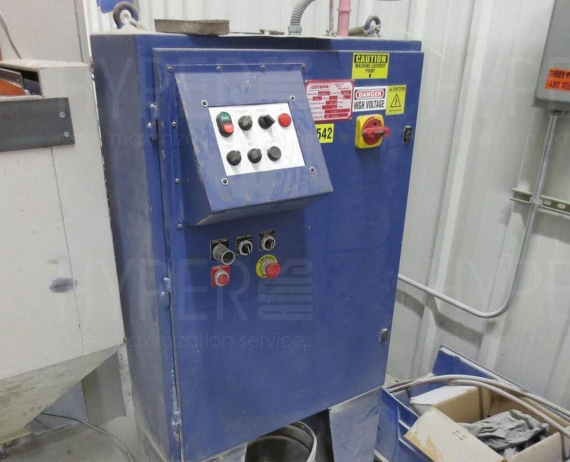 Guyson #TR-900, Conveyor Blast Cabinet/Shot Blast Machine, (6) rotating top blast guns, (2) stationary side - Image 6
