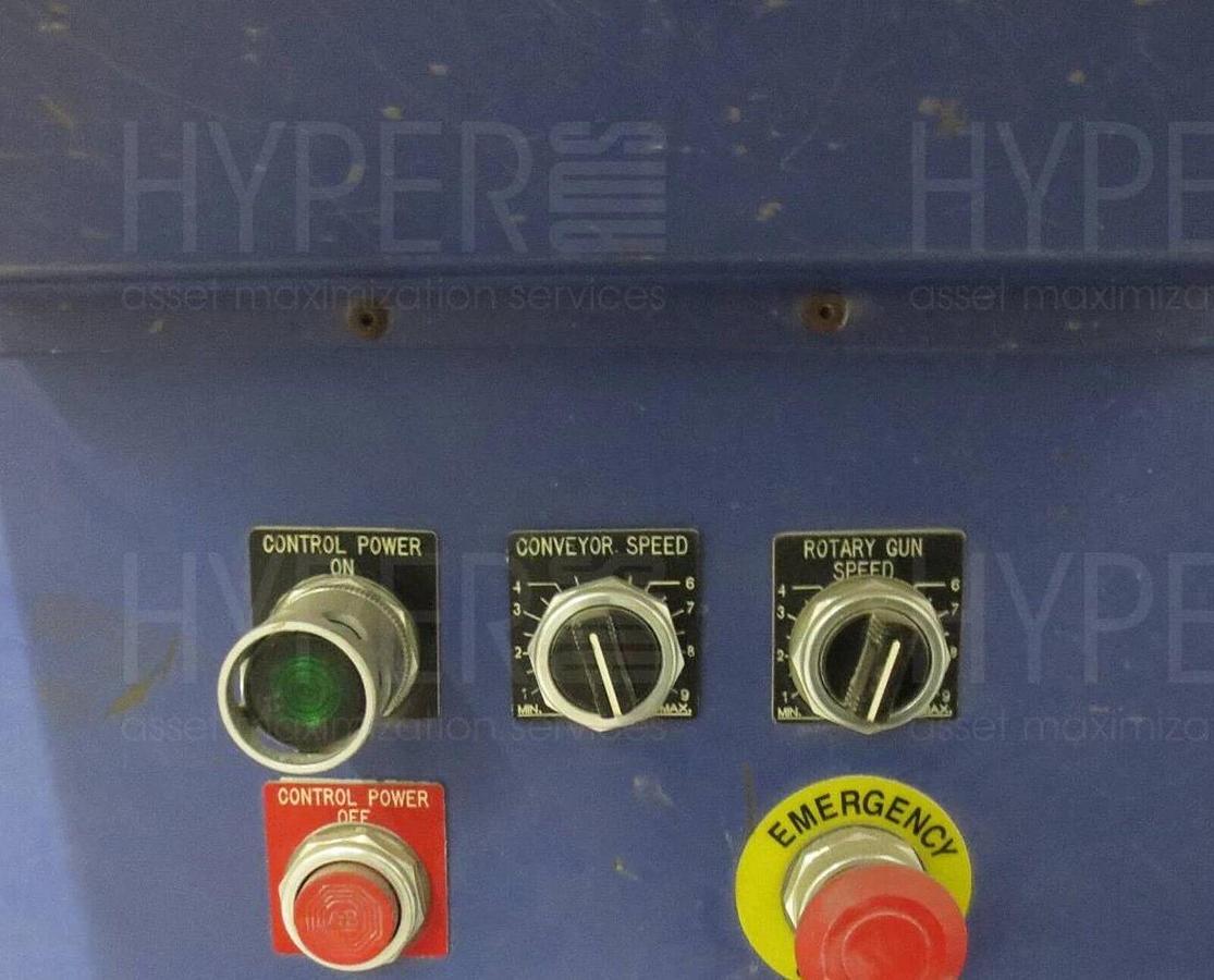 Guyson #TR-900, Conveyor Blast Cabinet/Shot Blast Machine, (6) rotating top blast guns, (2) stationary side - Image 8