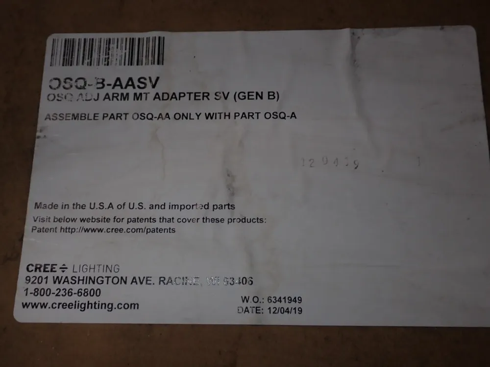 Cree #OSQ-B-AASV, Adjustable Arm Adapters, LOT of 180 Boxes - Image 4