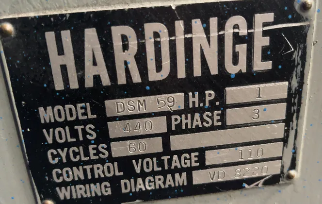 8" x 20" Hardinge #DSM-59, Lathe, 1 HP, 440 V. - Image 9