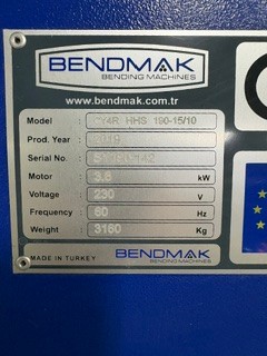 60" x 3/8" Bendmak #CY4R-HHS-190-15/10, 4 roll plate roll, 4 HP - Image 3