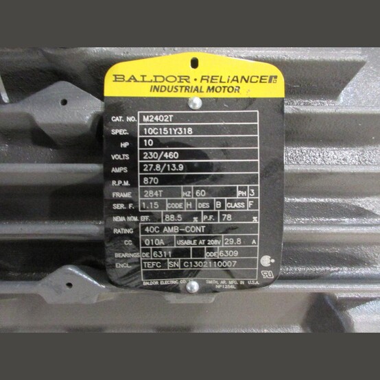 10 HP 870 RPM Baldor, Frame 284T, 230/460 Volts, Electric Motor - Image 2