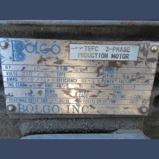 10 HP 1743 RPM Bolgo, Frame 215T, 230/460 Volts, Electric Motor - Image 2