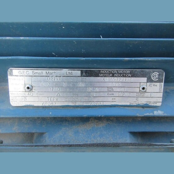 10 HP 1730 RPM Gec Small Machines, Frame D215T, 575 Volts, Electric Motor - Image 2