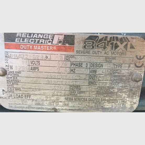 10 HP 1755 RPM Reliance, Frame 215T, 575 Volts, Electric Motor - Image 2