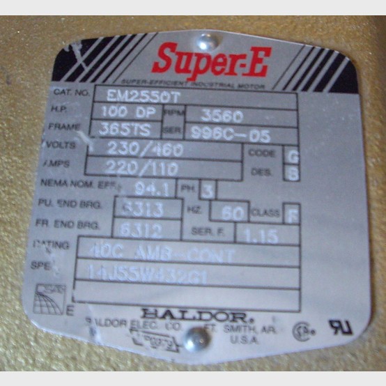 100 HP 3550 RPM New Baldor, ODP, 460 Volts, Electric Motor - Image 2