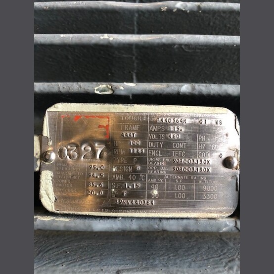 100 HP 1188 RPM Reliance, Frame 444T, TEFC, 460 Volts, Model P44G364N, Electric Motor - Image 5